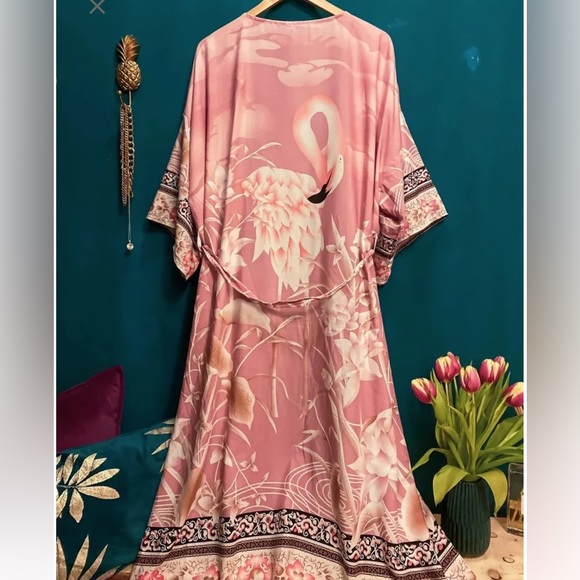 #85 CLOSEOUT SALE New! Boho Gypsy Cherry Blossom Kimono Robe Cover-Up - Picture 7 of 7